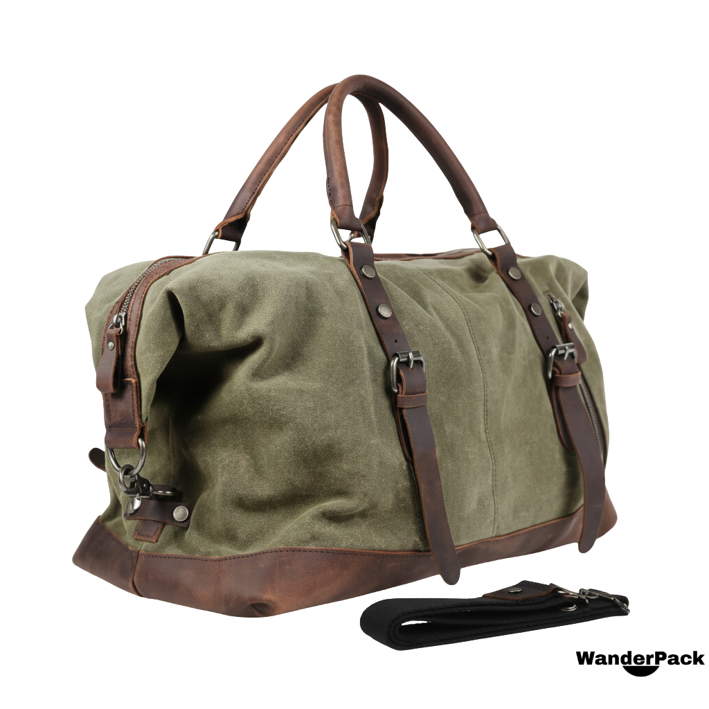 Sac de voyage 31L en toile canvas épaisse et cuir