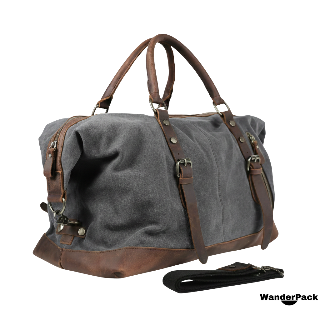 Sac de voyage 31L en toile canvas épaisse et cuir