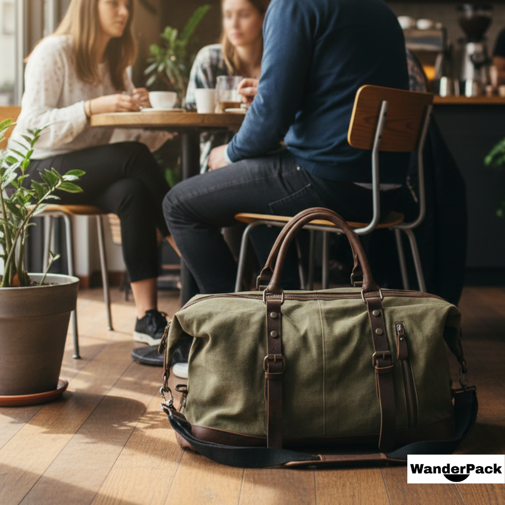 Sac de voyage 31L en toile canvas épaisse et cuir