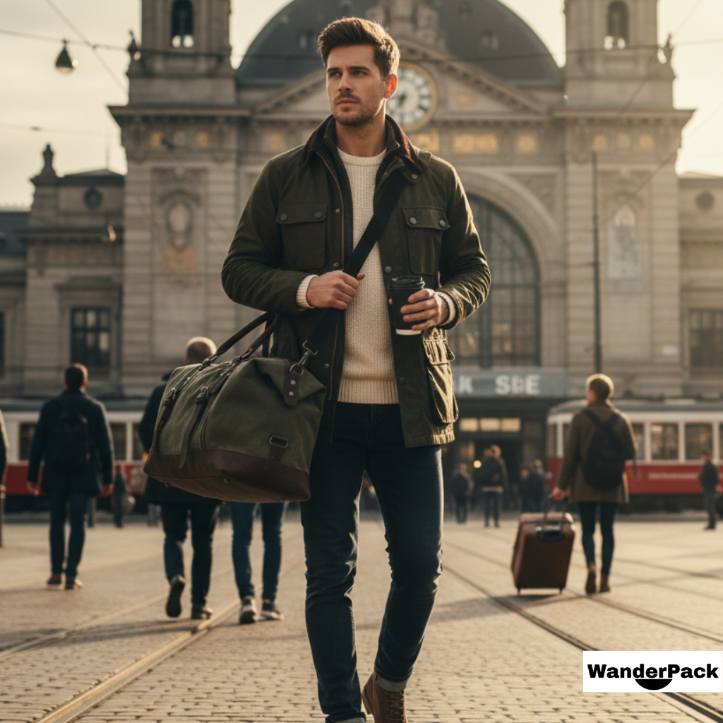 Sac de voyage 31L en toile canvas épaisse et cuir