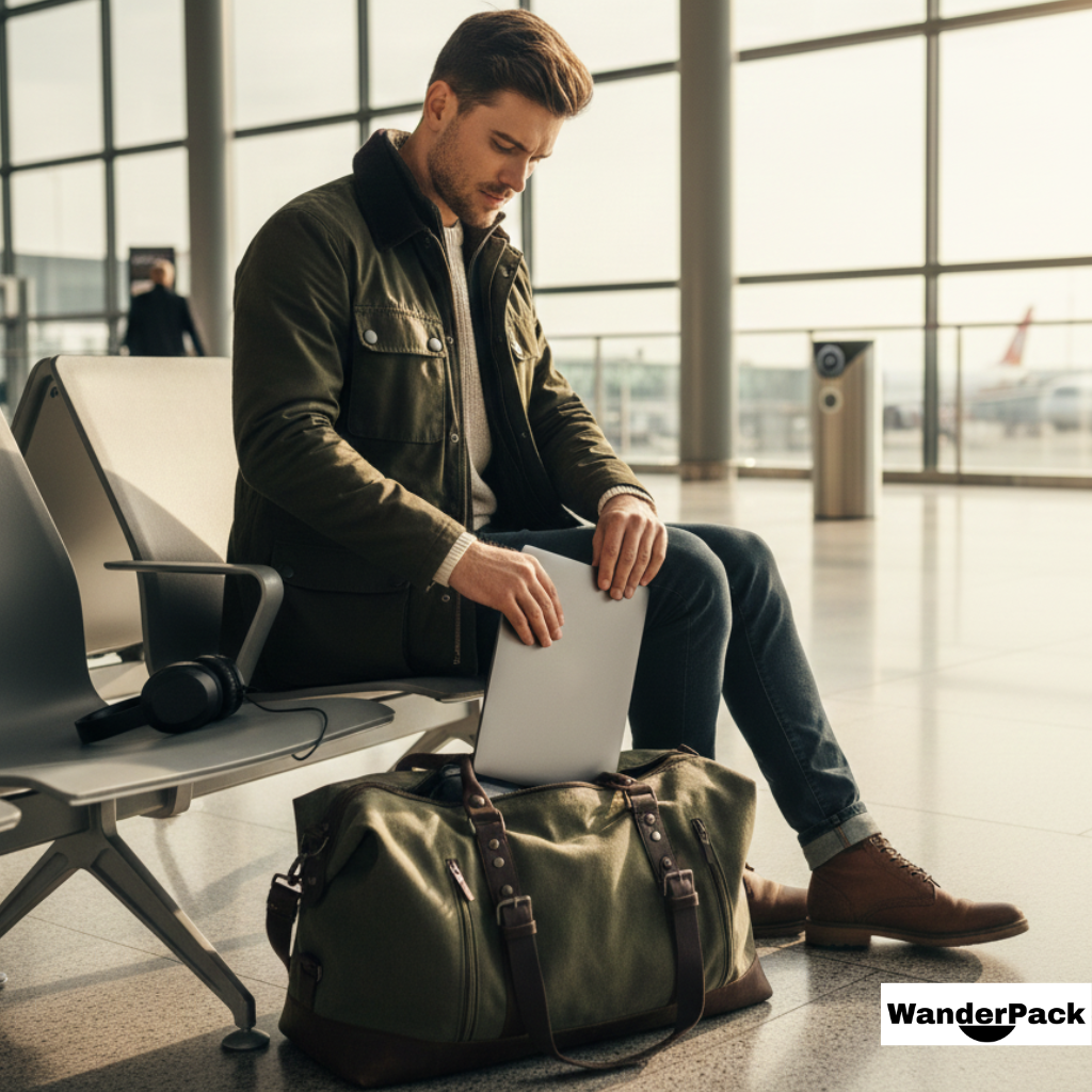 Sac de voyage 31L en toile canvas épaisse et cuir