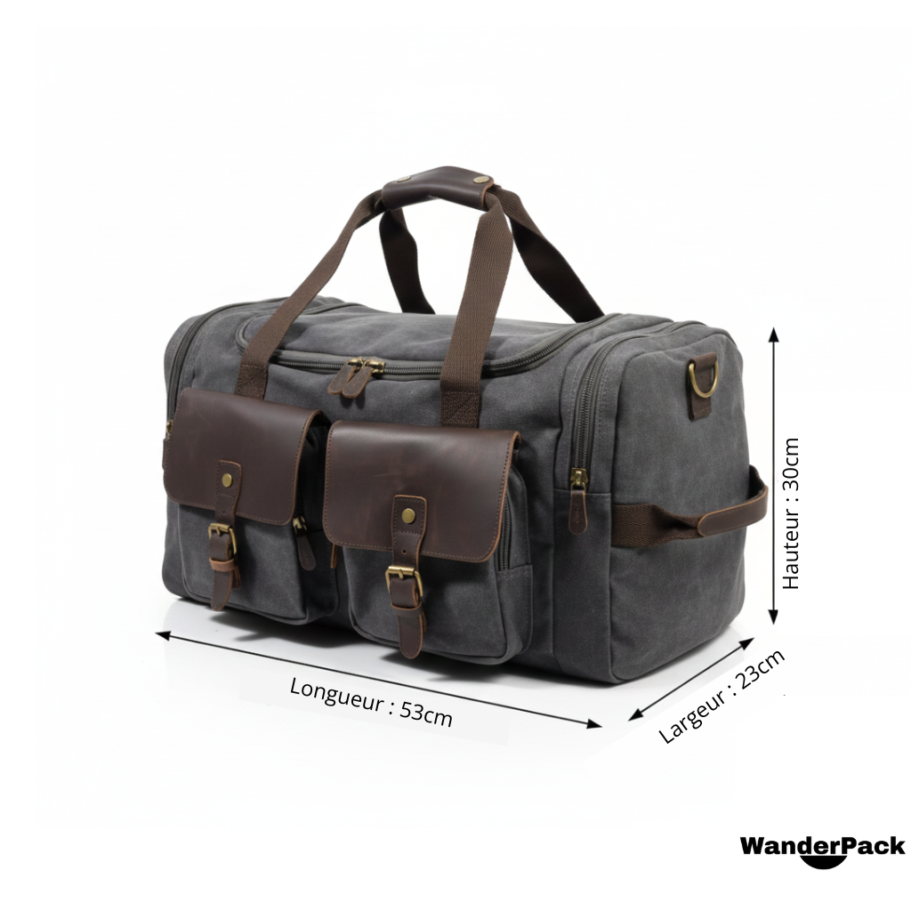 Sac de Voyage en Toile et Cuir 36L