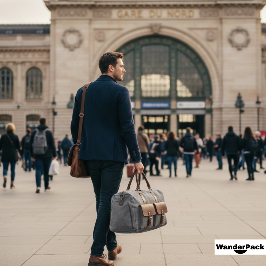 Sac de Voyage en Toile et Cuir 36L