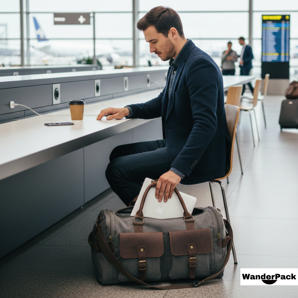 Sac de Voyage en Toile et Cuir 36L