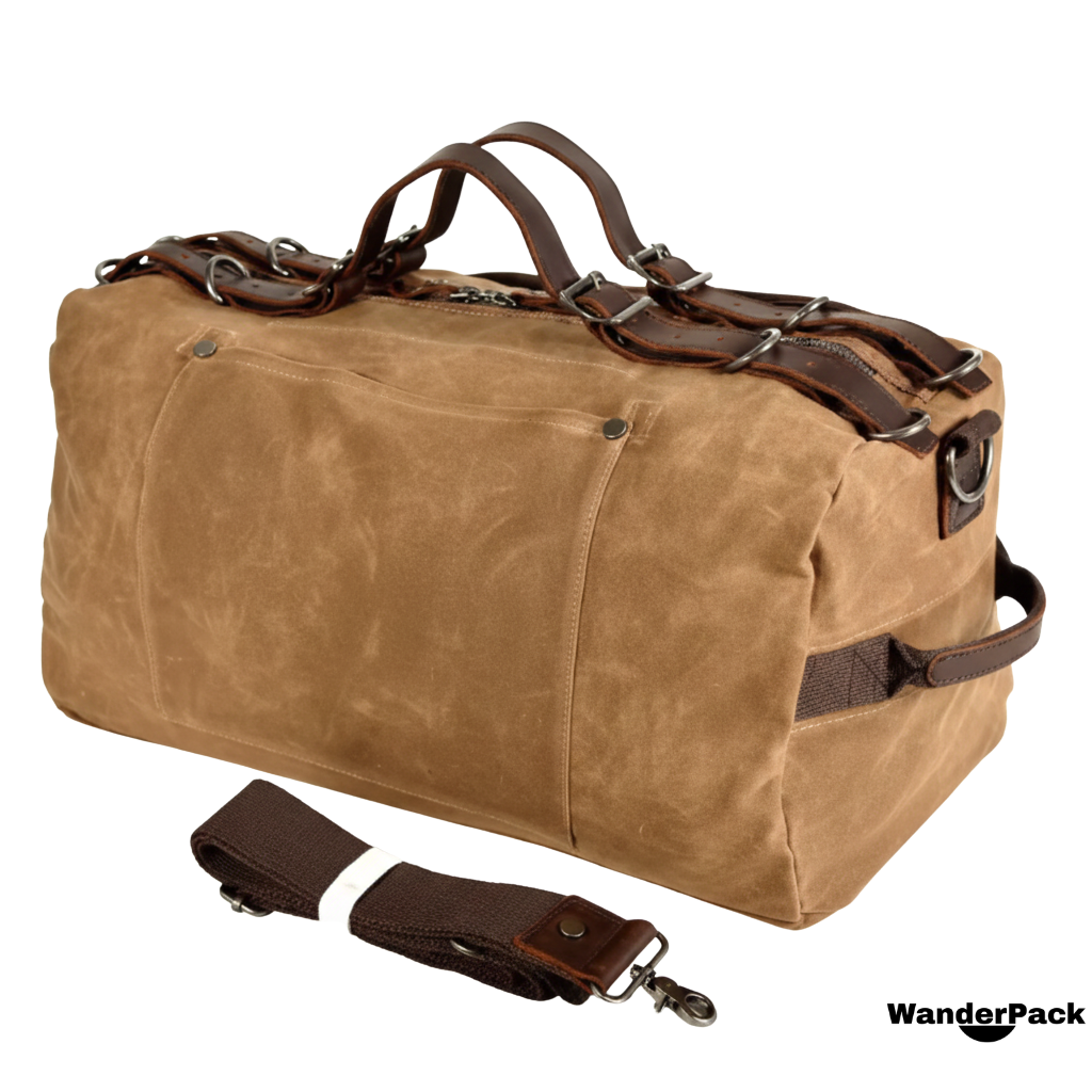 Sac de Voyage en Toile et Cuir de Vachette 31L