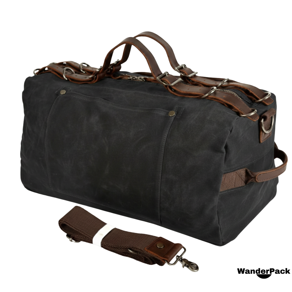 Sac de Voyage en Toile et Cuir de Vachette 31L