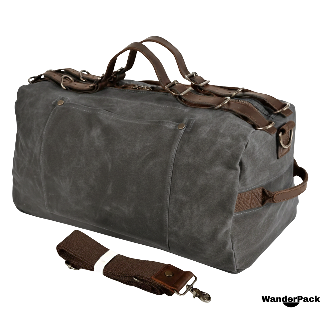 Sac de Voyage en Toile et Cuir de Vachette 31L