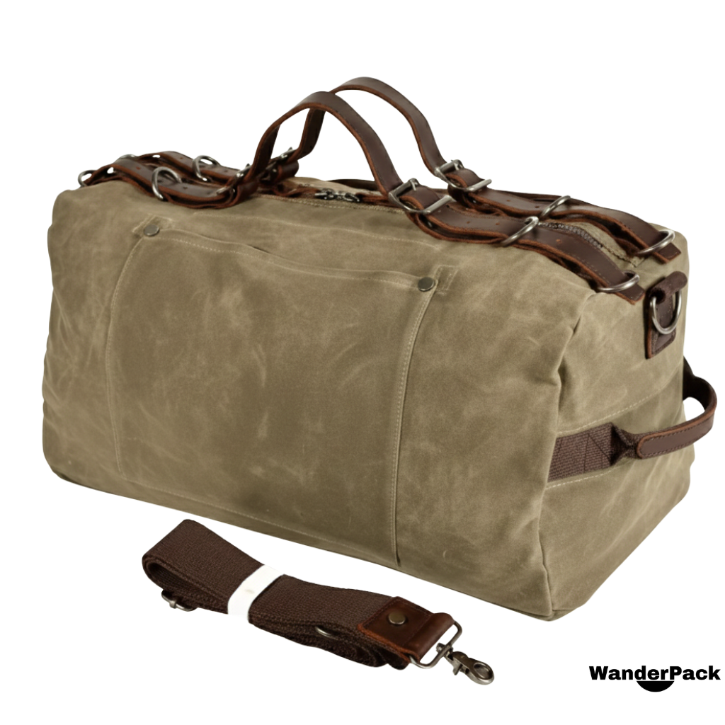 Sac de Voyage en Toile et Cuir de Vachette 31L