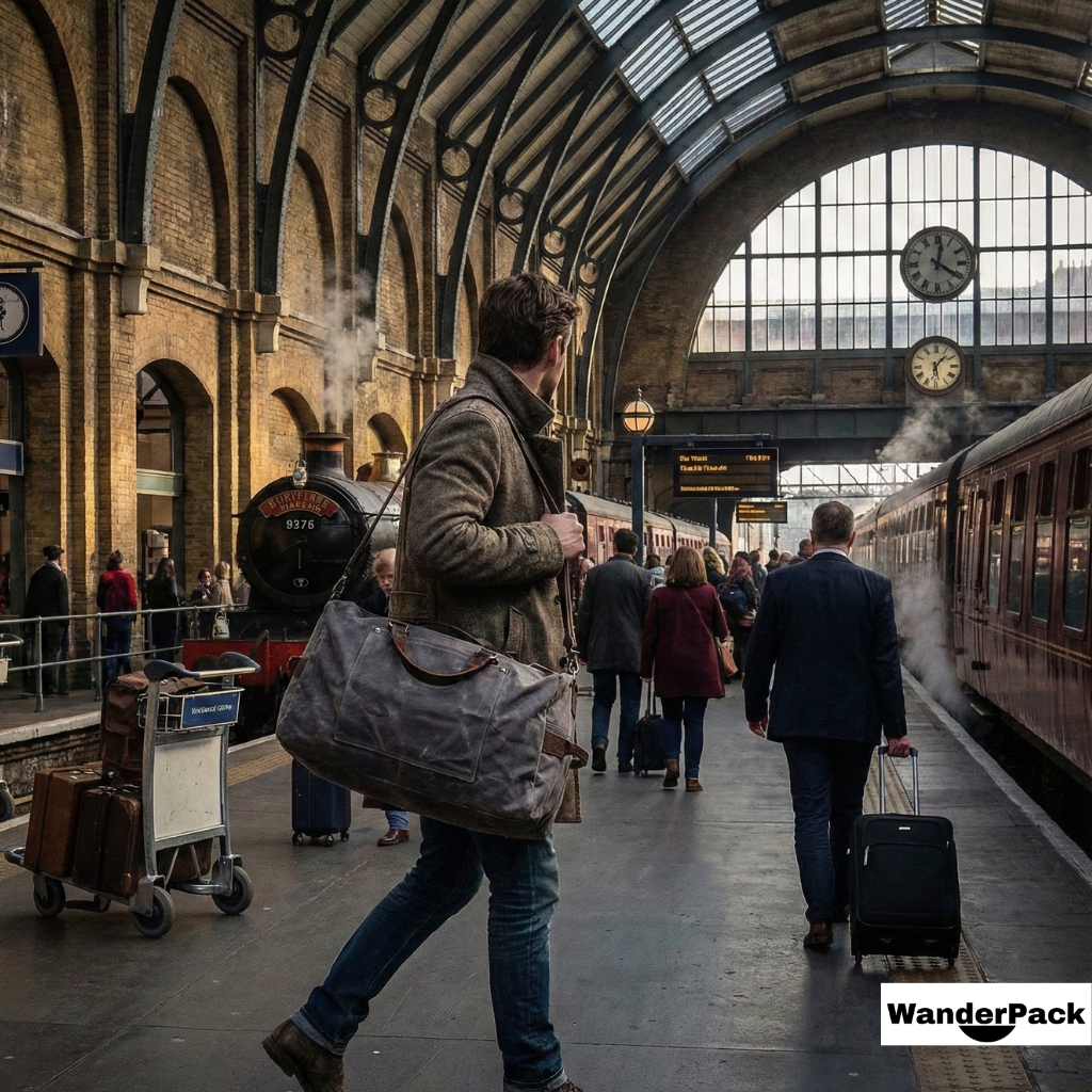 Sac de Voyage en Toile et Cuir de Vachette 31L