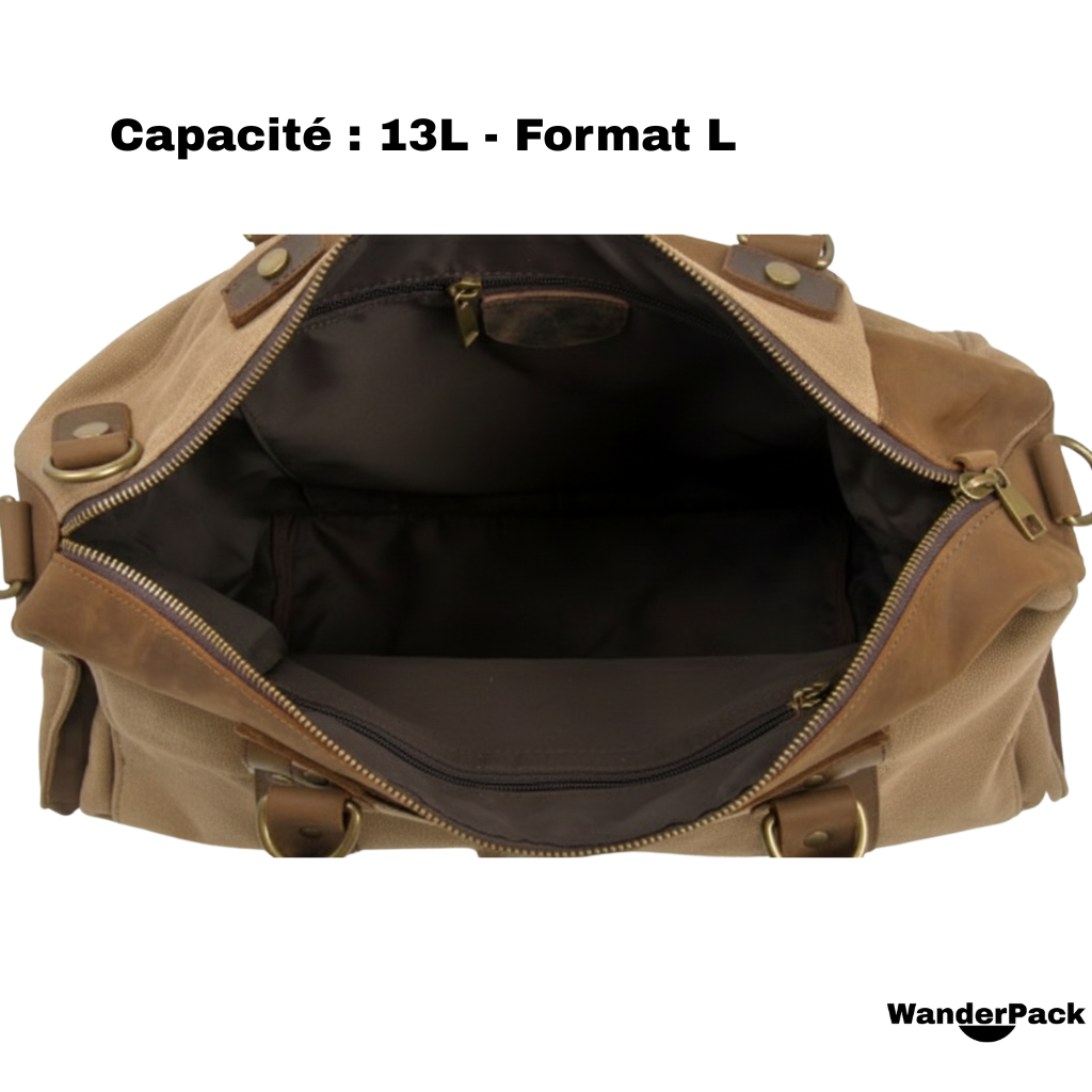 Sac de Voyage en Toile et Cuir Véritable