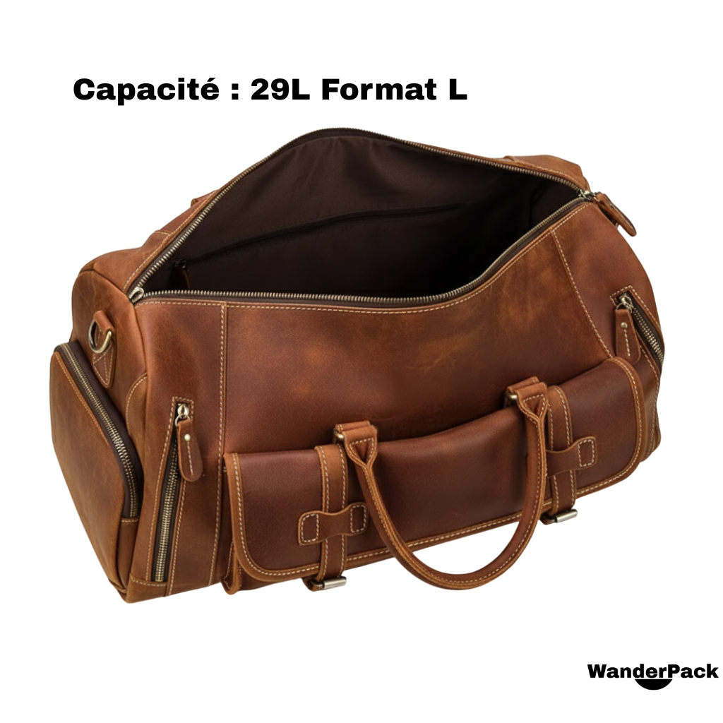 Sac de Voyage en Cuir Véritable Format L et XL