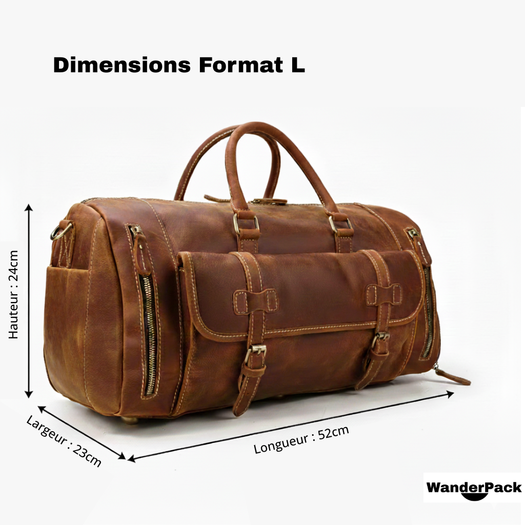 Sac de Voyage en Cuir Véritable Format L et XL